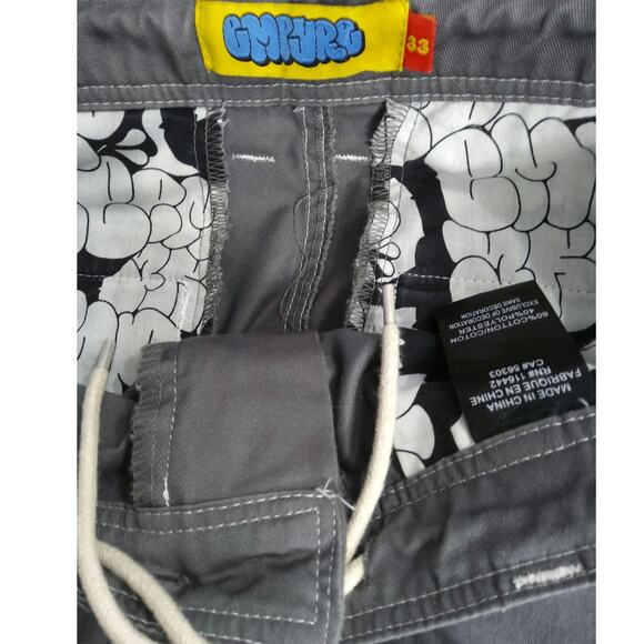 EMPYRE ultra wide leg cargo pants sz 33 skater Grey reinforced knee/bum grunge - Picture 3 of 12